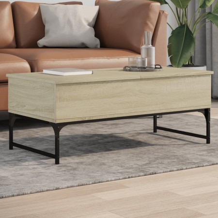 Mesa de centro madera ingeniería metal roble Sonoma 100x50x40cm by , Coffee table - Ref: Foro24-845377, Price: 75,60 €, Disco...