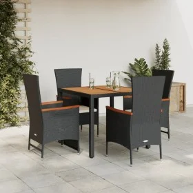 Set de muebles jardín 5 pzas con cojines ratán sintético negro by , Garden sets - Ref: Foro24-3277506, Price: 507,29 €, Disco...