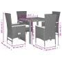 Set de muebles jardín 5 pzas con cojines ratán sintético negro by , Garden sets - Ref: Foro24-3277506, Price: 506,57 €, Disco...