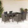 Set comedor jardín 7 pzas y cojines ratán sintético gris by , Garden sets - Ref: Foro24-3211857, Price: 798,42 €, Discount: %