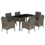 Set comedor jardín 7 pzas y cojines ratán sintético gris by , Garden sets - Ref: Foro24-3211857, Price: 798,42 €, Discount: %