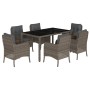 Set comedor jardín 7 pzas y cojines ratán sintético gris by , Garden sets - Ref: Foro24-3211857, Price: 825,55 €, Discount: %