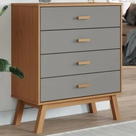 Cómoda de cajones OLDEN madera maciza de pino gris y marrón by , Drawers - Ref: Foro24-358589, Price: 135,96 €, Discount: %
