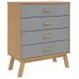 Cómoda de cajones OLDEN madera maciza de pino gris y marrón de , Cajoneras - Ref: Foro24-358589, Precio: 135,96 €, Descuento: %