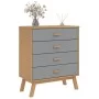 Kommode mit Schubladen OLDEN aus massivem Kiefernholz in Grau und Braun. von , Schubladen - Ref: Foro24-358589, Preis: 135,96...