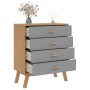 Cómoda de cajones OLDEN madera maciza de pino gris y marrón by , Drawers - Ref: Foro24-358589, Price: 128,93 €, Discount: %