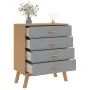 Kommode mit Schubladen OLDEN aus massivem Kiefernholz in Grau und Braun. von , Schubladen - Ref: Foro24-358589, Preis: 135,96...