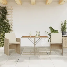 Sillas y mesita de jardín 3 piezas ratán sintético cojín beige by , Garden sets - Ref: Foro24-365069, Price: 178,67 €, Discou...