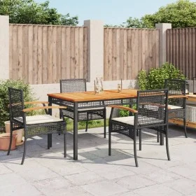 5-teiliges Gartenmöbel-Set mit Kissen synthetisches Rattan schwarz von , Gartensets - Ref: Foro24-3213562, Preis: 372,12 €, R...