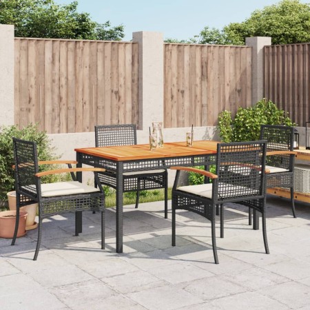 5-teiliges Gartenmöbel-Set mit Kissen synthetisches Rattan schwarz von , Gartensets - Ref: Foro24-3213562, Preis: 337,35 €, R...