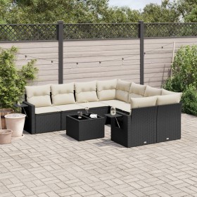 8-teiliges Gartensofa-Set und Kissen aus schwarzem Kunststoff-Rattan. von , Gartensets - Ref: Foro24-3219955, Preis: 508,71 €...