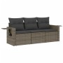 Gartensofa-Set 3-teilig mit grauen Kissen aus synthetischem Rattan von , Gartensets - Ref: Foro24-3219859, Preis: 203,47 €, R...