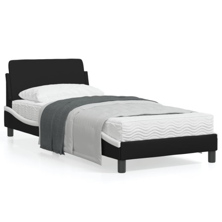 Bett mit schwarz-weißem Kunstleder-Kopfteil 80x200 cm von , Betten und Lattenroste - Ref: Foro24-373083, Preis: 110,58 €, Rab...