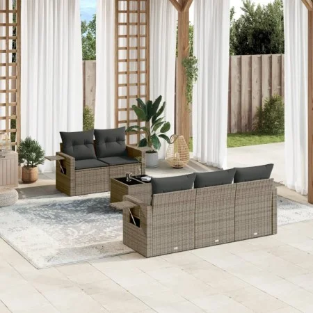 Gartenmöbel-Set, 6-teilig, mit grauen Polstern aus synthetischem Rattan. von , Gartensets - Ref: Foro24-3219899, Preis: 398,5...