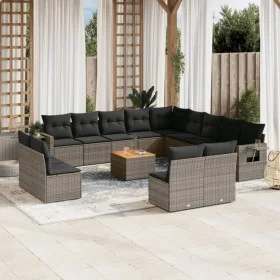 Gartensofagarnitur 14-teilig mit grauen Polstern aus synthetischem Rattan von , Modulare Sofas für den Außenbereich - Ref: Fo...