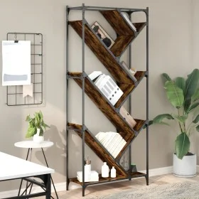 Regal aus Holz, Ingenieurwesen und Metall, Eiche geräuchert, 79x30x180 cm. von , Bücherregale und Regale - Ref: Foro24-845433...