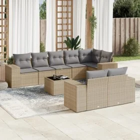 Set de sofás de jardín 9 pzas con cojines ratán sintético beige by , Garden sets - Ref: Foro24-3222828, Price: 632,66 €, Disc...