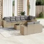 Set de sofás de jardín 9 pzas con cojines ratán sintético beige by , Garden sets - Ref: Foro24-3222828, Price: 632,66 €, Disc...