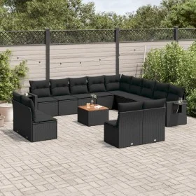 Set sofás de jardín 14 pzas con cojines ratán sintético negro by , Modular outdoor sofas - Ref: Foro24-3224816, Price: 883,82...