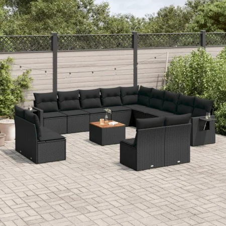 Set sofás de jardín 14 pzas con cojines ratán sintético negro by , Modular outdoor sofas - Ref: Foro24-3224816, Price: 883,82...