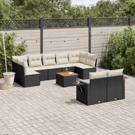 Gartensofa-Set, 10-teilig, mit schwarzen Kissen und synthetischem Rattan. von , Modulare Sofas für den Außenbereich - Ref: Fo...