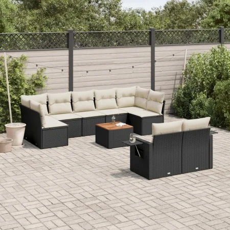 Gartensofa-Set, 10-teilig, mit schwarzen Kissen und synthetischem Rattan. von , Modulare Sofas für den Außenbereich - Ref: Fo...