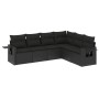 Set de sofás de jardín 6 piezas y cojines ratán sintético negro by , Garden sets - Ref: Foro24-3220204, Price: 403,27 €, Disc...