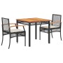 Set comedor de jardín 3 pzas con cojines ratán sintético negro by , Garden sets - Ref: Foro24-3213560, Price: 198,02 €, Disco...