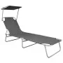 Folding sun lounger with gray aluminum awning by vidaXL, Loungers - Ref: Foro24-47772, Price: 59,92 €, Discount: %