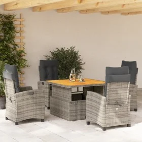 Garten-Essgruppe, 5-teilig, mit grauen Polstern aus synthetischem Rattan von , Gartensets - Ref: Foro24-3277401, Preis: 748,2...