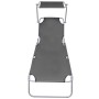 Folding sun lounger with gray aluminum awning by vidaXL, Loungers - Ref: Foro24-47772, Price: 60,83 €, Discount: %