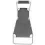 Folding sun lounger with gray aluminum awning by vidaXL, Loungers - Ref: Foro24-47772, Price: 59,92 €, Discount: %