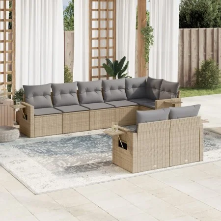 Gartensofagarnitur mit beigen Kissen, 8-teilig, aus PE-Rattan. von , Gartensets - Ref: Foro24-3220418, Preis: 546,21 €, Rabat...