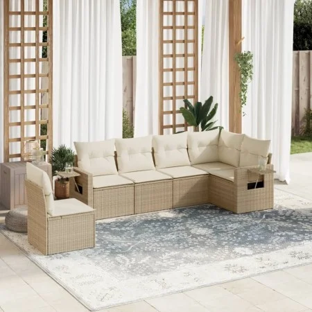 Juego de sofás jardín con cojines 6 pzas ratán sintético beige by , Garden sets - Ref: Foro24-3220227, Price: 425,17 €, Disco...