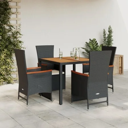 Set de muebles jardín 5 pzas con cojines ratán sintético negro by , Garden sets - Ref: Foro24-3277504, Price: 611,63 €, Disco...