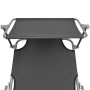 Folding sun lounger with gray aluminum awning by vidaXL, Loungers - Ref: Foro24-47772, Price: 60,83 €, Discount: %