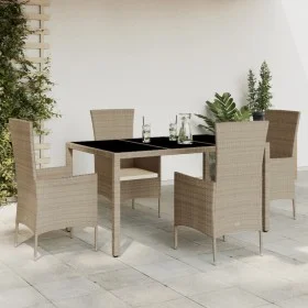 Set comedor de jardín 5 pzas con cojines ratán sintético beige by , Garden sets - Ref: Foro24-3277571, Price: 407,55 €, Disco...
