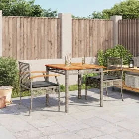 Set comedor de jardín 3 piezas con cojines ratán sintético gris by , Garden sets - Ref: Foro24-3213569, Price: 236,64 €, Disc...
