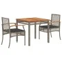 3-teiliges Garten-Esszimmer-Set mit grauen Polstern aus synthetischem Rattan. von , Gartensets - Ref: Foro24-3213569, Preis: ...