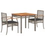 Set comedor de jardín 3 piezas con cojines ratán sintético gris by , Garden sets - Ref: Foro24-3213569, Price: 201,27 €, Disc...