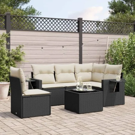 Set de sofás de jardín 6 piezas y cojines ratán sintético negro de , Conjuntos de jardín - Ref: Foro24-3220175, Precio: 379,3...