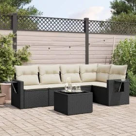 Set de sofás de jardín 6 piezas y cojines ratán sintético negro by , Garden sets - Ref: Foro24-3220135, Price: 380,28 €, Disc...