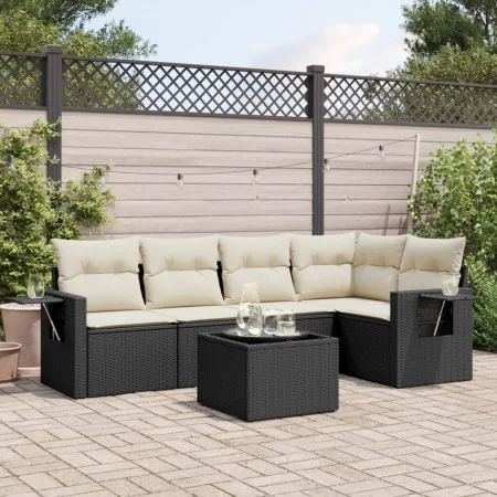 Set de sofás de jardín 6 piezas y cojines ratán sintético negro by , Garden sets - Ref: Foro24-3220135, Price: 380,28 €, Disc...