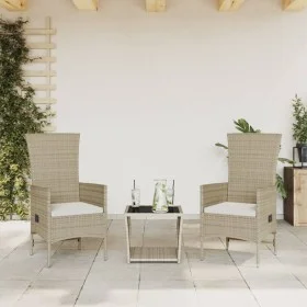 Garten-Essgruppe 3-teilig mit beigen Polstern aus synthetischem Rattan von , Gartensets - Ref: Foro24-3277590, Preis: 259,35 ...