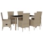 Set comedor de jardín 7 pzas con cojines ratán sintético beige by , Garden sets - Ref: Foro24-3277578, Price: 634,84 €, Disco...