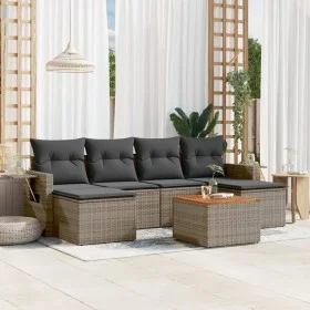 Set de sofás de jardín 7 piezas con cojines ratán PE gris by , Modular outdoor sofas - Ref: Foro24-3224688, Price: 370,66 €, ...