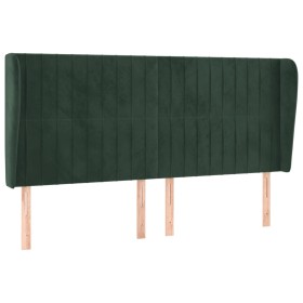 Cabecero con orejas de terciopelo verde oscuro 163x23x118/128cm
