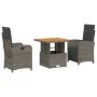 Set comedor de jardín 3 piezas con cojines ratán sintético gris by , Garden sets - Ref: Foro24-3277339, Price: 385,02 €, Disc...