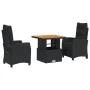 3-piece garden dining set with black synthetic rattan cushions by , Garden sets - Ref: Foro24-3277387, Price: 403,68 €, Disco...