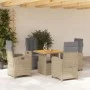 Set comedor de jardín 5 pzas con cojines ratán sintético beige by , Garden sets - Ref: Foro24-3277364, Price: 740,48 €, Disco...